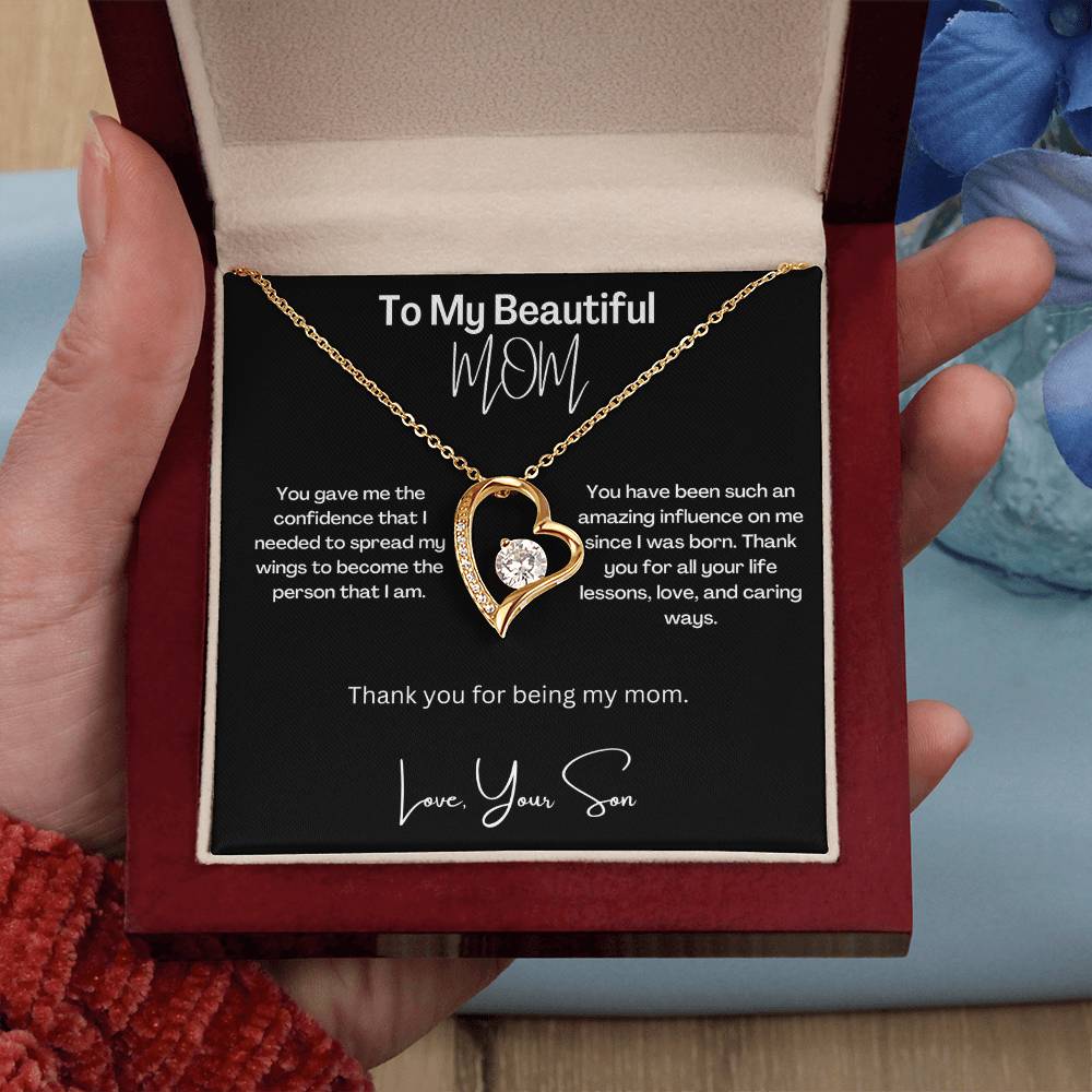 My Beautiful Mom | Thank You | Love Heart Necklace