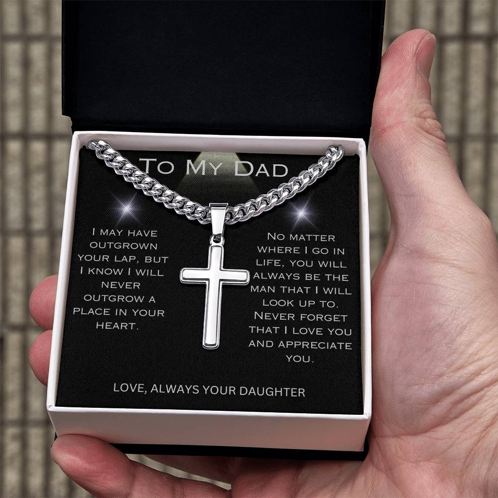 To Dad | Cross Necklace on Cuban Chain | From Daughter
