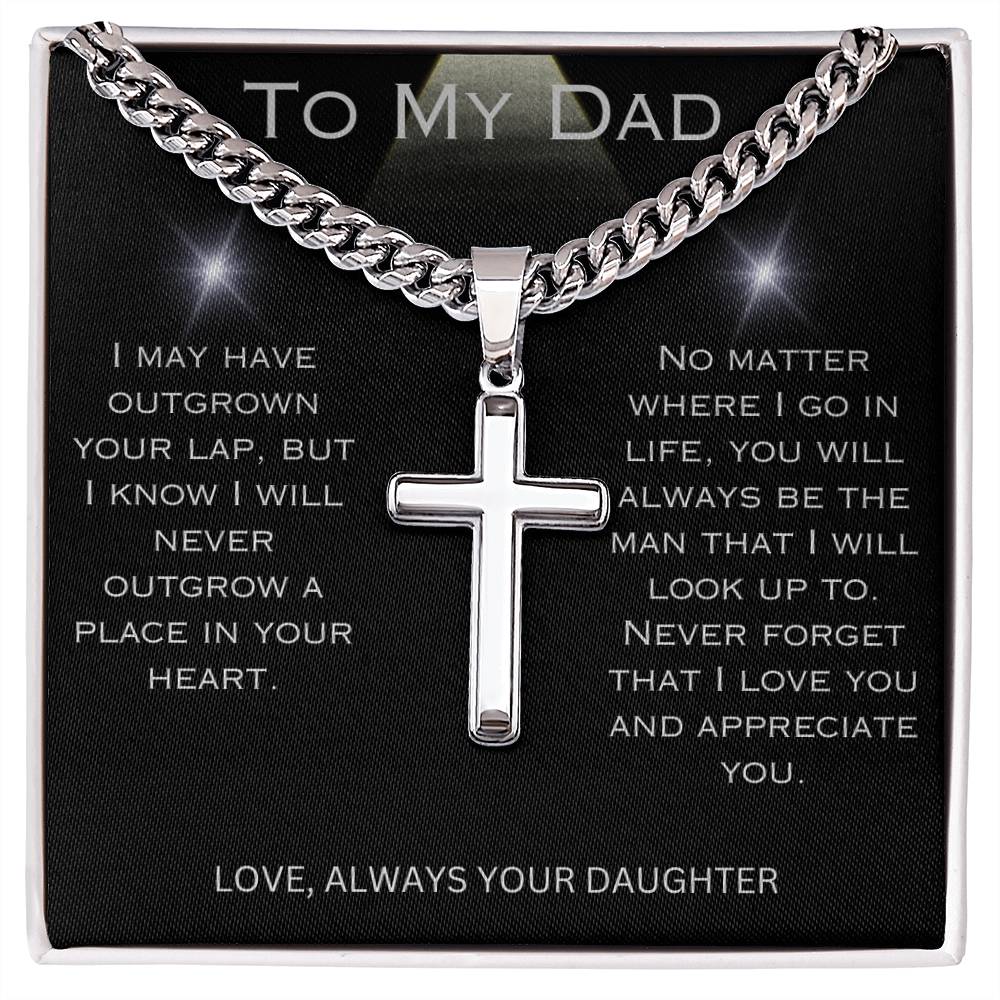 To Dad | Cross Necklace on Cuban Chain | From Daughter