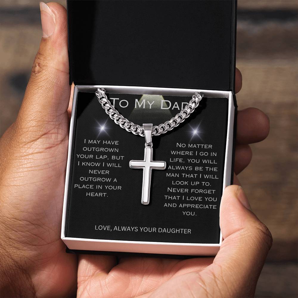 To Dad | Cross Necklace on Cuban Chain | From Daughter