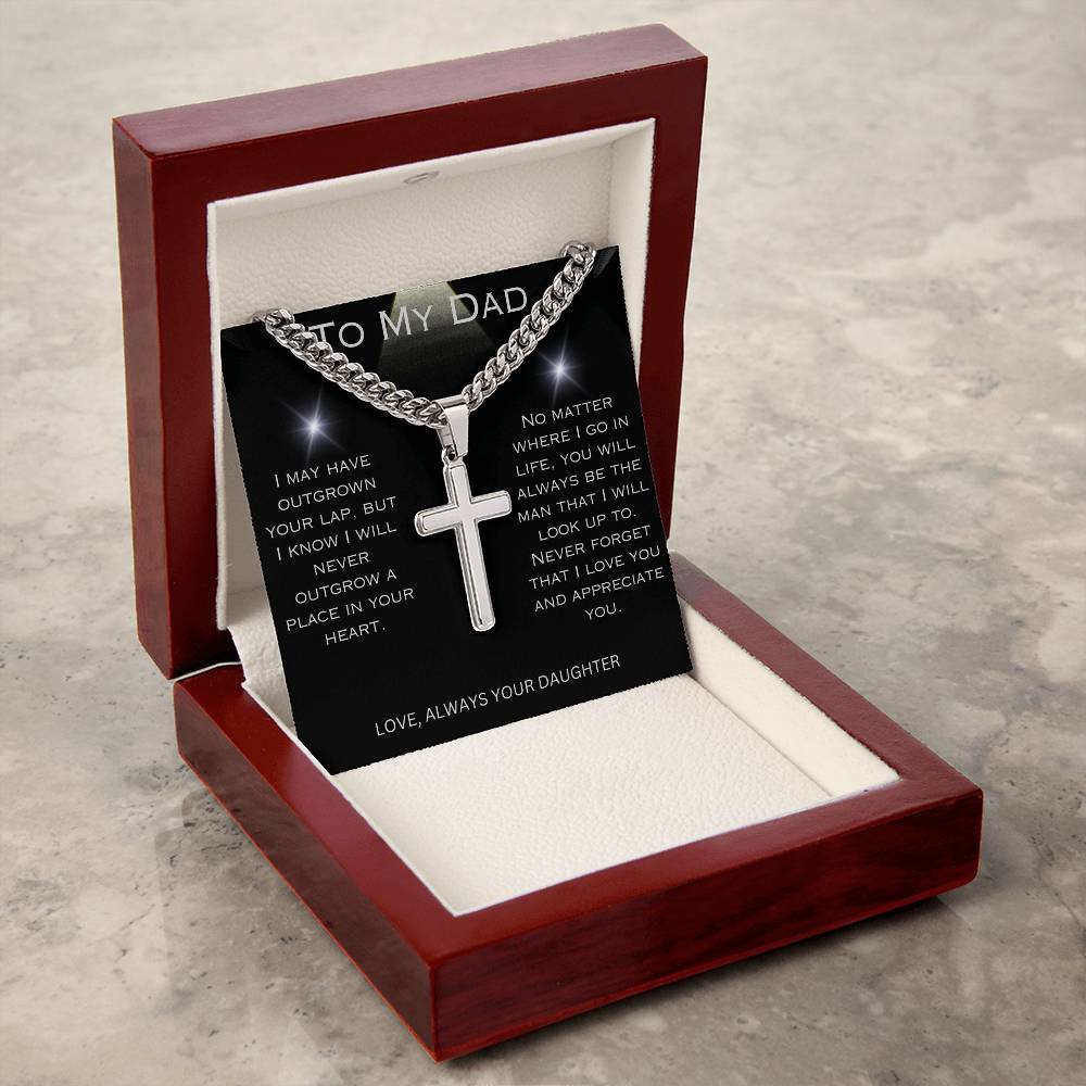 To Dad | Cross Necklace on Cuban Chain | From Daughter