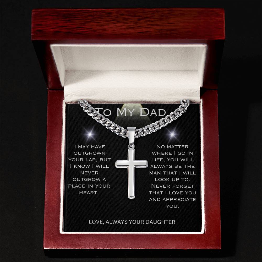 To Dad | Cross Necklace on Cuban Chain | From Daughter