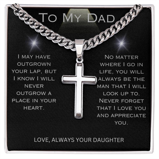 To Dad  |  Cross Necklace on Cuban Chain  |  From Daughter