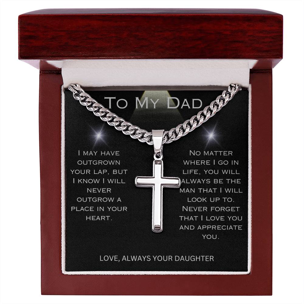 To Dad  |  Cross Necklace on Cuban Chain  |  From Daughter