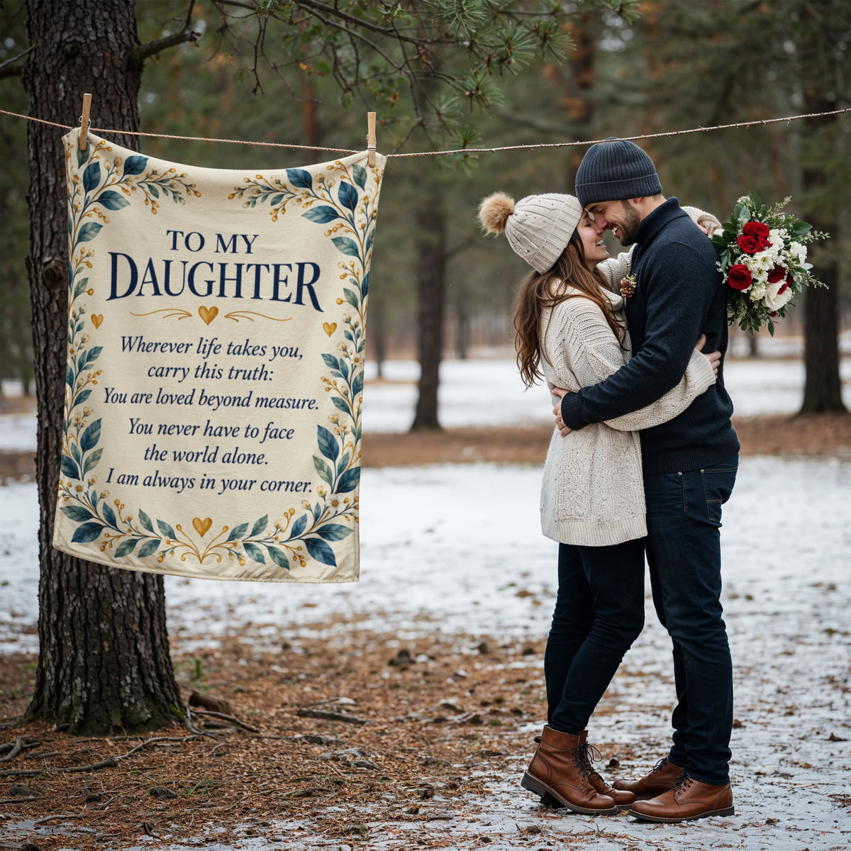 To My Daughter | Always Beside You | Coral Fleece Blanket